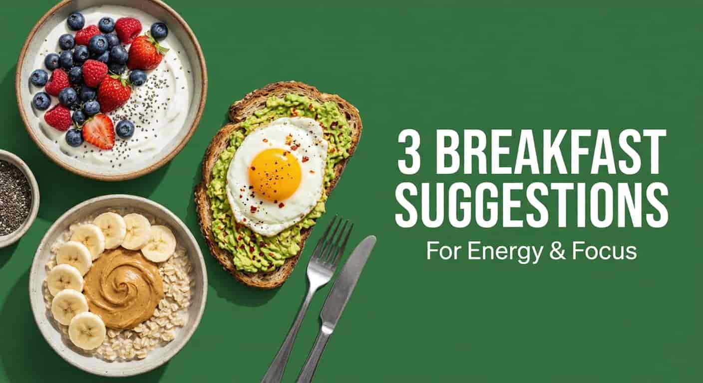 Breakfast suggestions with eggs avocado oats and yogurt for energy and focus