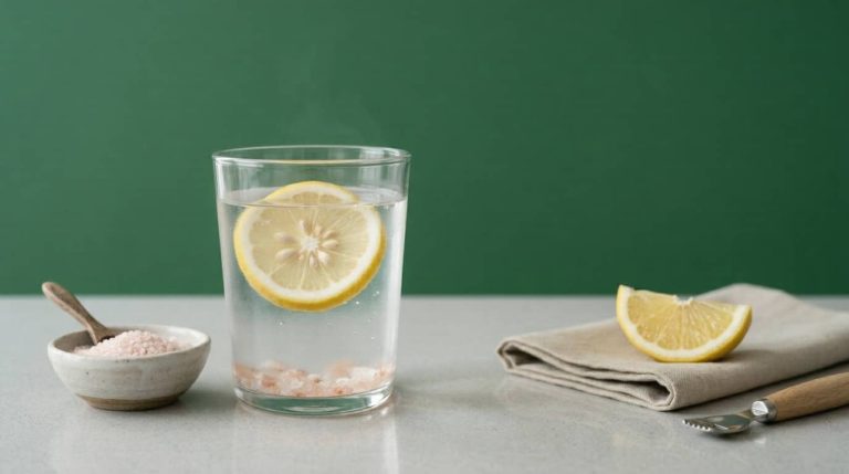 Pink salt recipe for weight loss drink with lemon in warm water