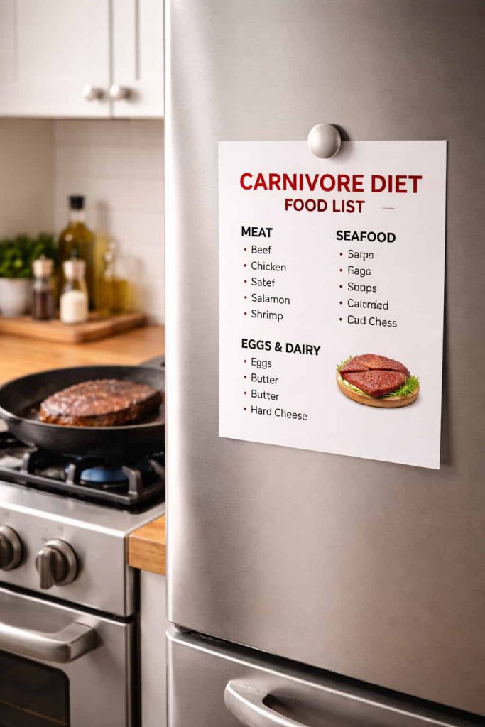 carnivore diet food list pdf printable on fridge