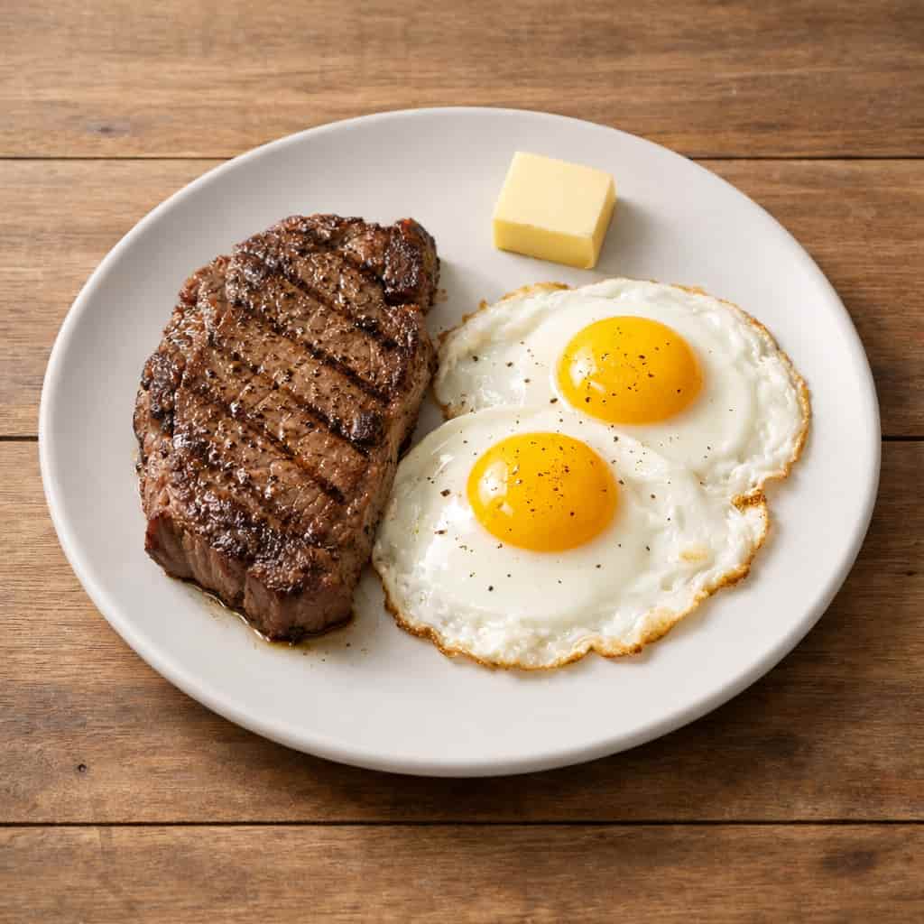 carnivore diet food list with steak eggs and butter