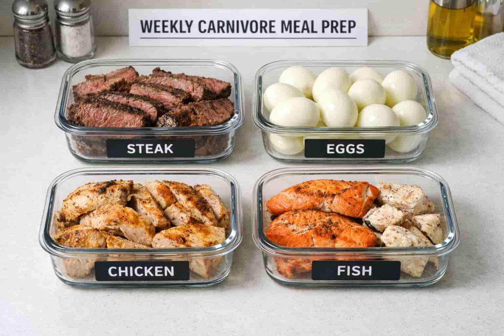 carnivore diet meal plan weekly prep steak eggs chicken fish