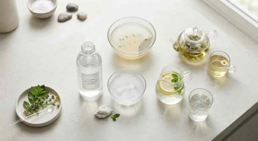 Clear liquid diet foods like broth tea and coconut water for diverticulitis