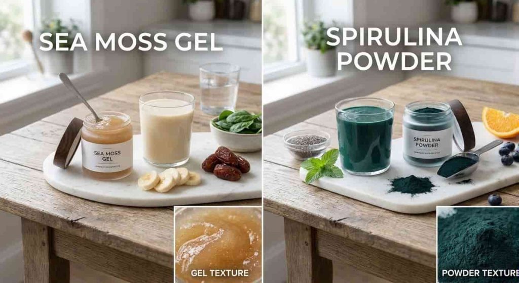 Sea moss gel vs spirulina powder for weight management comparison