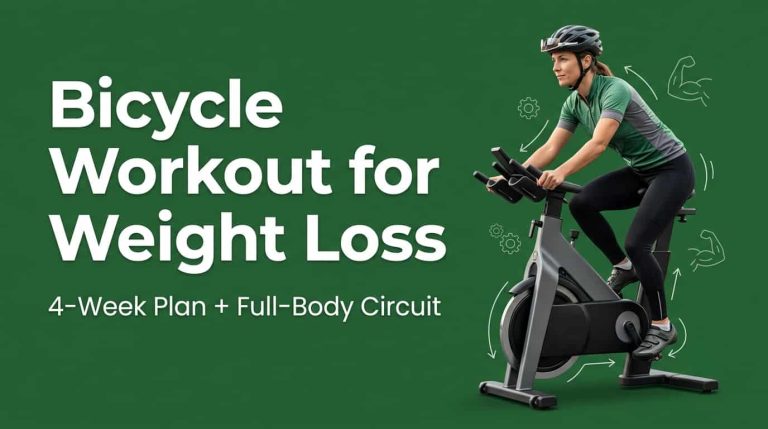 Cyclist demonstrating a bicycle workout for weight loss with a four-week training plan