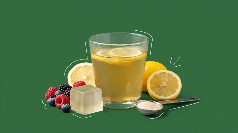 Gelatin recipe for weight loss with lemon, berries, and gelatin powder