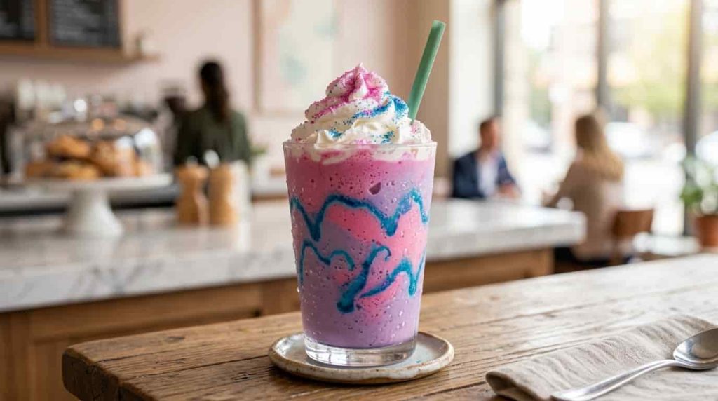 Ingredients for a homemade Unicorn Frappuccino copycat recipe